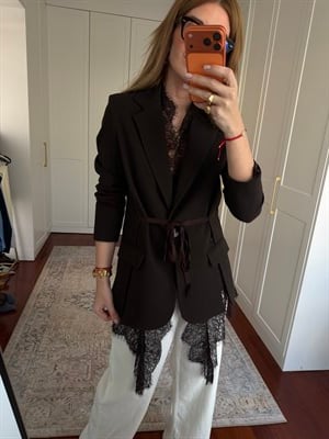 Orijinal Model , Dantel Detaylı , Premium Acıkahve Ceket