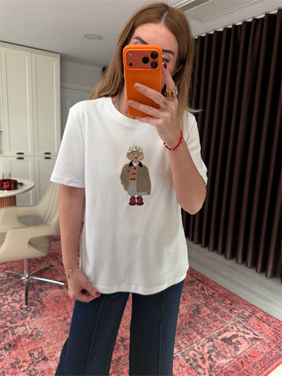 Orijinal Marka , Ayıcık Ve Taş İşlemeli , Beyaz T-shirt