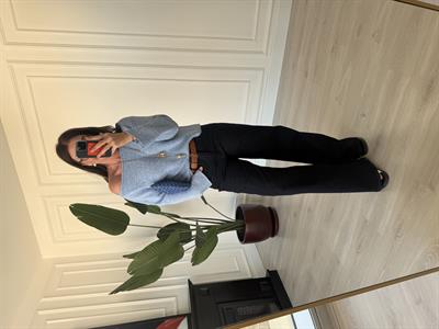 Likralı , Taba Dikişli , Lacivert , Premium Palazzo Jean