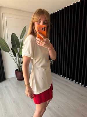 Orijinal Model , Zımba Detaylı , Beyaz Modal T-shirt