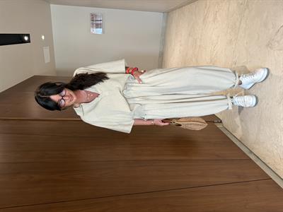 Beli Lastikli , V Yaka , Tencel Keten , Bej Takım