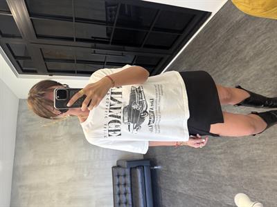 Vintage , Araba Desenli , Beyaz Tshirt