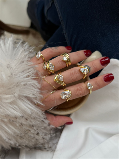 Hailey 7 Model , Damla Taş , Gold Yüzük