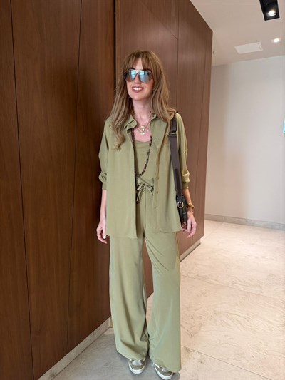 Örme Modal , Yağ Yeşili , Üçlü Takım