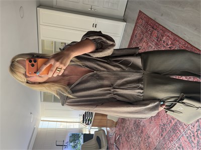 Vizon, Taşlı Belden Büzgülü Premium Tencel Ceket