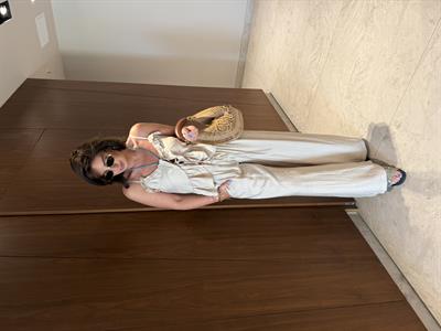 Önden Bağlamalı , Fırfırlı , Bej , Bluz & Pantolon Takım