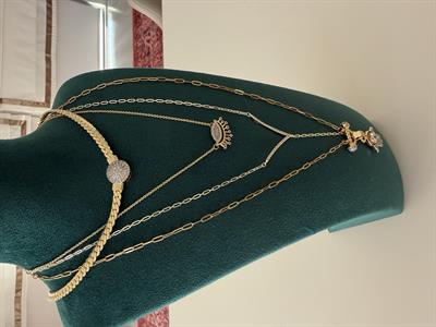 Mini Zincirli , Zirkon Taşlı , 14k Taçlı Göz Kolye