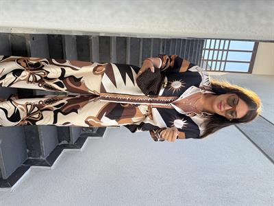 Orijinal Model , Beli Lastikli , Pantolon & Gömlek , Desenli , Acıkahve Saten Takım