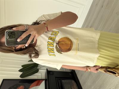 Logolu, Turuncu Desenli T-Shirt
