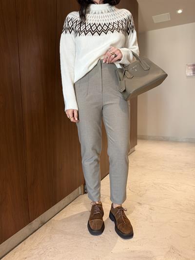 Premium Özel Dokulu , Bej , Flatolu Havuç Kesim Pantolon