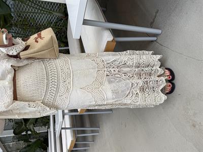 Dantel Detaylı , Nakış İşlemeli , Bej Etek