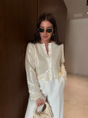 Orijinal Model , Ekru Payetli Ceket