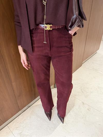 Premium , Bordo , Süet Palazzo Pantolon