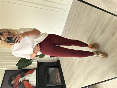 Marka Logolu Bordo Toparlayıcı Tayt