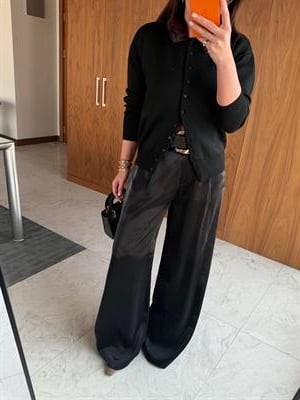 Orijinal Marka , Kemerli , Siyah Saten  ,  Palazzo Pantolon