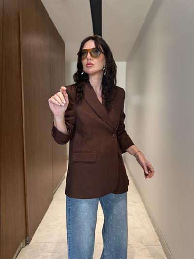 Çift Düğmeli , Kruvaze , Acı Kahve , Premium Blazer Ceket