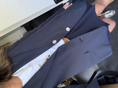 %100 Keten , Lacivert Blazer Ceket