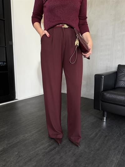 Özel Dokulu , Bordo Palazzo Pantolon