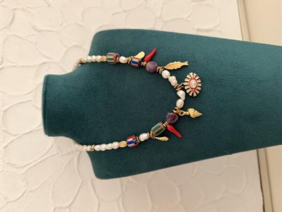 Charmlı, Göz Detaylı, Renkli İnci Kolye