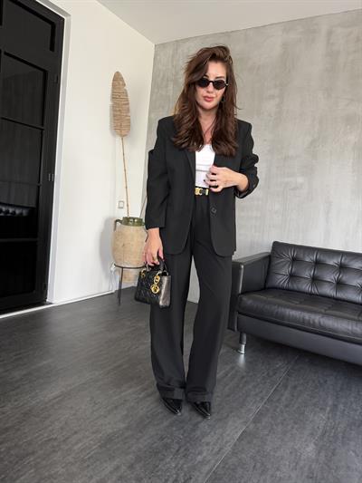 Özel Dokulu , Siyah Palazzo Pantolon