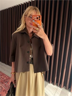 Orijinal Model Yarım Kol Acıkahve Trençkot