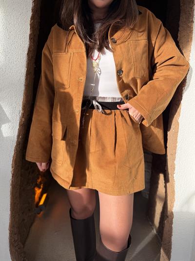 İçi Şortlu , Cepli , Kadife Etek