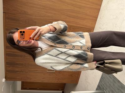 Baklava Desenli , Yumuşacık , Bej , Dilvin Triko Hırka