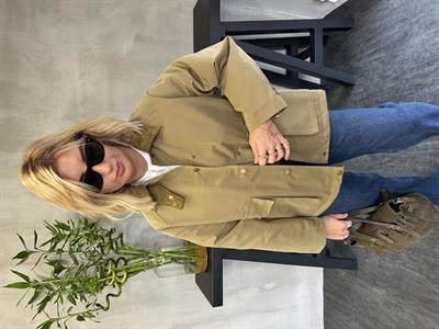 Kadife Yaka , Haki , Premium Kapitone Mont