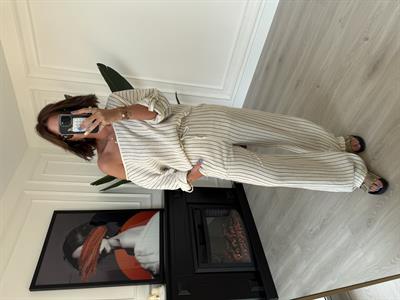 Düşük Omuzlu , Çizgili , Pamuk Müslim Takım