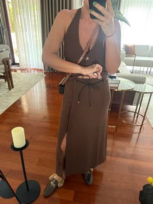 Acı Kahve Orijinal Model , Deri Kemerli , Premium , Yelek & Etek Takım