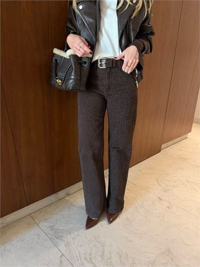 Orijinal Marka , Leopar Desenli , Acıkahve Jean