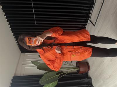 Cep Detaylı , Orange Kapitone Gömlek