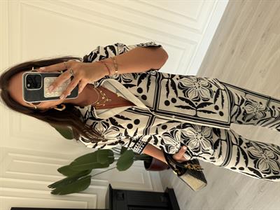 Siyah Beyaz Desenli , Premium , Gömlek Pantolon Takım