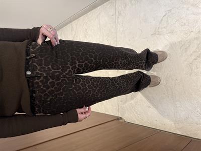 Gabardin Kumaş , Acı Kahve Leopar Desenli , Palazzo Pantolon