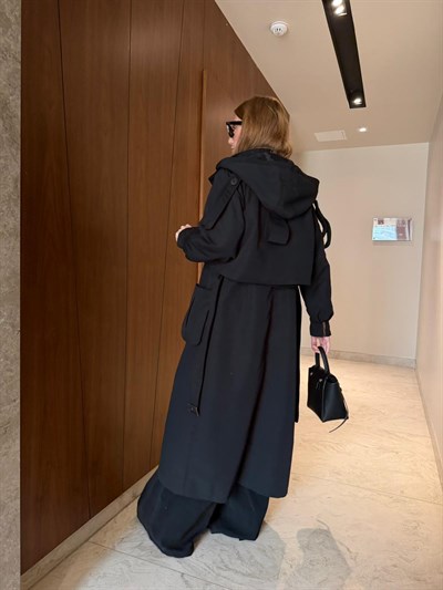 Orijinal Model , Kapüşonlu , Tasarım , Siyah Trençkot