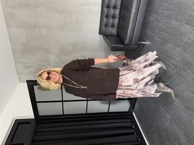 Beli Lastikli , Kahve & Bej , Batik Desenli , Astarlı Şifon Etek