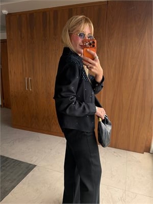 Orijinal Model , Lacivert , Serpme Taşlı , Yumuşacık Gabardin Jean Takım