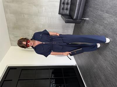 Lacivert Tencel Ceket & Beli Lastikli Pantolon Takım