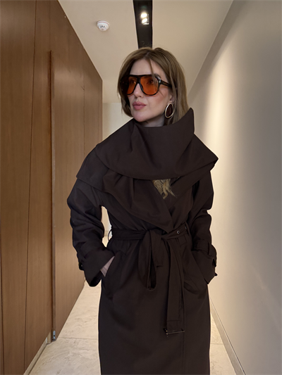 Atkılı , Premium Acıkahve Trençkot