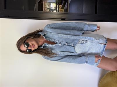 Özel Üretim Yakası Bağlamalı , Premium Jean Gömlek