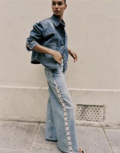 Orijinal Model , Yanı Güpür Dantel Detaylı , Blue Jean