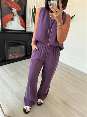 Mor , Tencel Modal , Bluz & Pantolon Takım