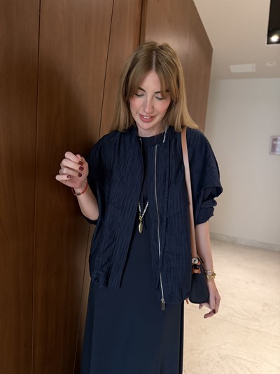 Premium Modal Elbise & Bomber Ceket , Lacivert Takım