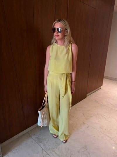 Orijinal Model , Omzu Boncuk Detaylı Bluz & Pantolon , Olive Tencel Takım