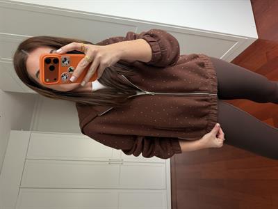Taş Çakımlı , Parıltılı , Acı Kahve Sweatshirt