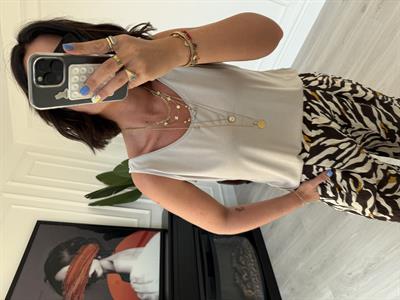 Bej , Modal , Askılı Bluz