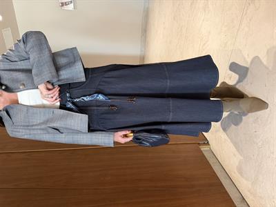 Fularlı Deri Kemerli , Lacivert , Tasarım Jean Etek