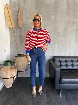 Tasarım Düğme Detaylı , Blue Jean Pantolon