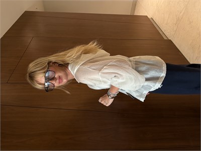 Beyaz, Taşlı Belden Büzgülü Premium Tencel Ceket