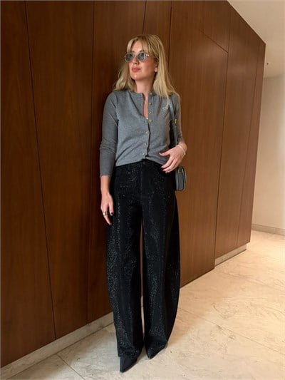Orijinal Marka Siyah Full Taşlı Premium Jean